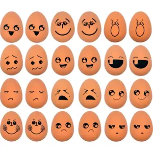 24 Pieces Realistic Bouncing Easter Eggs with Emoticon Faces | Bouncy Rubber Toy Food Pretend Eggs Playset | Fake Eggs Funny Prank Toys Party Favors Goodie Bag Fillers Or School Rewards Gifts