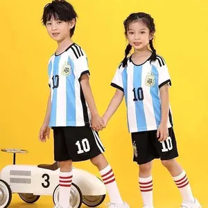 Soccer Jersey Kids,Soccer Jersey for Youth, Football Sportswear Uniforms Suit with Socks, Fans Gift T-shirt， Argentina #10 Club Unisex Jersey Soccer Fans Shirt Gift Kit Set