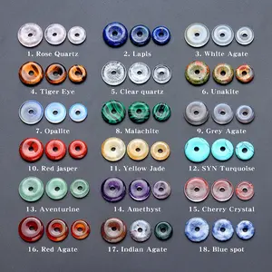 12-16mm Crystal Agate Donut Pendant Beads, Large Hole Safety Charms for DIY Jewelry Making