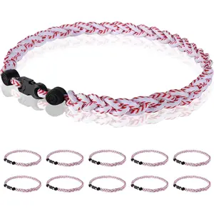 12 Pack 18inch Baseball Necklace Three Braided Titanium Tornado Rope Design Multi Colors Optional Great Team Gift for Baseball Fans
