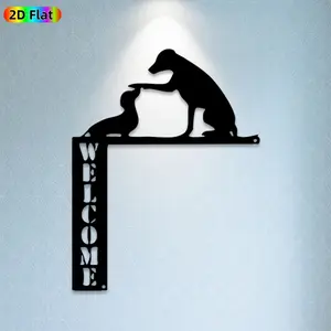 1pc Bear Welcome Metal Wall Art, Charming Bear Statue Mural, Ideal Gift for New Year, Easter, Nature Decor Enthusiasts, Weather-Resistant Metal Wall Decor Wall Sculptures, Perfect for Outdoor Fence & Living Room Wall Animal Enthusiasts