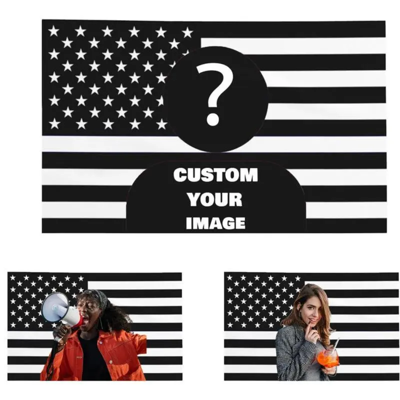 Custom America Flag Tapestry - Personalized Photo Print, Design Your Image, Funny Decor, Couple Figure Tapestries, Indoor Wall Decoration, Independence Day Boyfriend Gift, Living Room Wall Decor, Room Decor