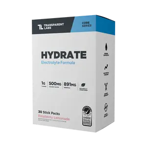 Transparent Labs Hydrate – Sugar-Free Electrolyte Powder with Coconut Water, Taurine & SenActiv for Optimal Hydration & Recovery