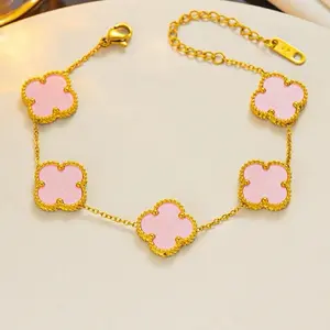 Hergy Clover Bracelet 18K Gold-Plated Adjustable Fit Elegant Minimalist Jewelry for Everyday Wear or Special Occasions Gift for Her