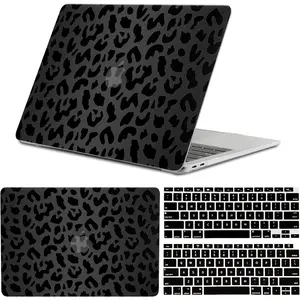 Compatible with MacBook Air 13 inch Case,2020 2019 2018 Release,(A2337 M1 A2179 A1932),with Touch ID and 2 Pack Keyboard Protectors,Laptop Plastic Hard Shell(Black Leopard  Pattern)