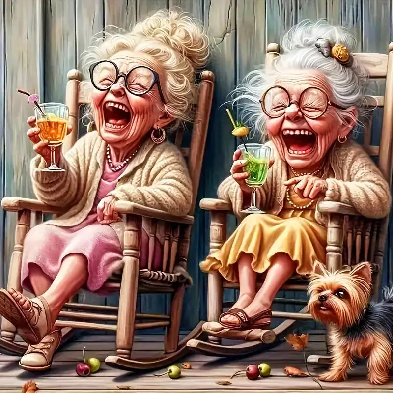 New Arrivals Diamond Mosaic Laughing Grandma Full Diamond Painting Cartoon Dog Handmade Gift Home Decor