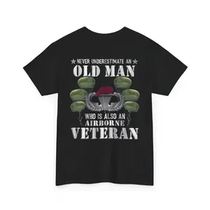 Airborne Veteran T-Shirt – Never Underestimate an Old Man Paratrooper Tee - Patriotic Military Pride Shirt