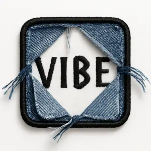 Bust Out Patch – “VIBE”Embroidered Denim Iron-On Peel-Back Patch