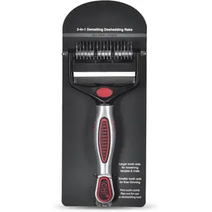 CHI for Dogs 2-in-1 Dematting Deshedding Rake, Flip-Out Fine Rake for Deshedding and Smoothing, Large Rake for Dematting Dogs; Dog Grooming Tool for Mats and Knots