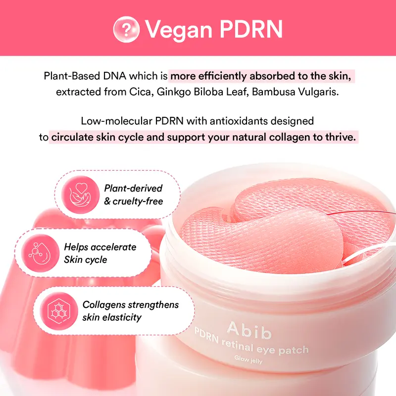 [Abib Official] PDRN Glow Jelly Eye Masks (60 Patches) - Vegan PDRN, Retinal, Caffeine Daily Care for Dark Circles, Puffiness, Fine Lines, Smile Lines, Restore Radiance, Glow Up, Night Routine