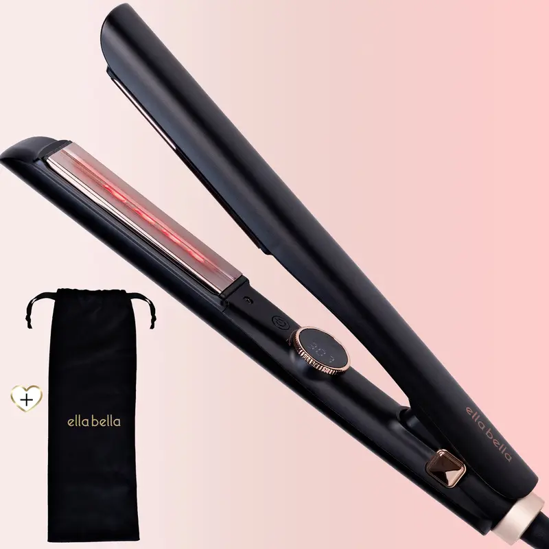 ELLA BELLA Slimline Hair Straightener with Infrared Technology • 2-in-1 Straightening & Curling • 10 Temp Settings • Portable Design