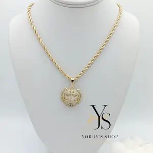 Yordy Torsal chain with Panther pendant, unisex, 14k gold plating, high quality.