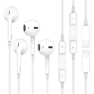Earbuds 2 Pack for iPhone Wired Earphones Built-in Microphone & Volume Control Noise Canceling Isolating Headphones for iPhone 14/13/12/11/SE/X/XR/XS/8/7