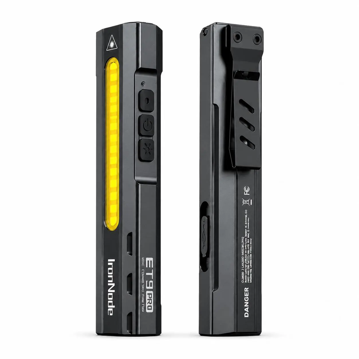IronNode ET9 PRO 1500LM Compact Aluminum Alloy EDC Flashlight - Rechargeable Magnetic Work Light with 365nm UV, Red Laser, COB Side Light, 10 Modes, Pocket Clip, IP67, Tools and Gadgets, EDC Items for Outdoor Repair