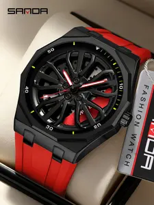 Men's Quartz Watch, Rotating Dial Design, Waterproof & Luminous Night Vision, Fashionable Sports Style, Ideal for Students, Luminous Analog Watch, Sporty Waterproof Watch