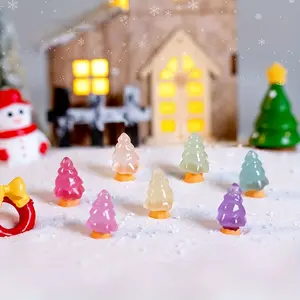 10/30pcs Glow-in-the-Dark Christmas Tree Decorations, Resin Miniature Holiday Ornaments for Tabletop, Outdoor, and Micro Landscape, Festive Figurines for Bedroom, Kitchen, Living Room, and Bathroom, Christmas Decor, Trendy Desktop Ornaments