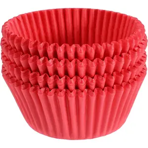 Red Baking Cups, 100 count Paper Muffin Wrapper Molds Nonstick Cupcake Holders for Mother's Day Wedding, Birthday,  Shower, Independence Day Cupcake Liners