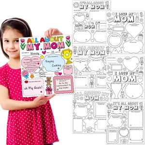 48Pcs Mother’s Day Coloring Poster, All About Mom Poster for Mother’s Day Craft Gifts DIY Fun Home Party Activities
