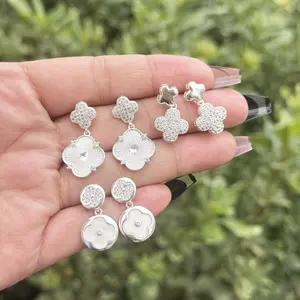 Real Silver 925 Best Seller Zirconia Flower Earrings For Her