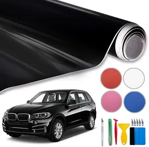 Large High Gloss Vinyl Tape, 1ft x 5ft Wrap Car Hood Door Edge Guards Tape Roll Overlay Wrap Roll DIY Protective Anti-Scratch Sticker And Hand Tools - 12''x60''