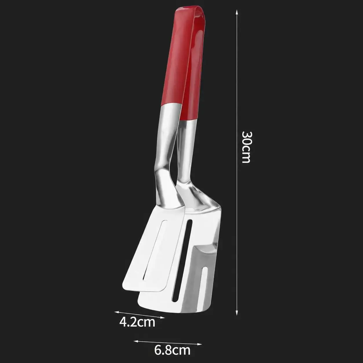 2-in-1 Stainless Steel Steak Spatula Clamp, Multi Functional Kitchen Tongs for Grilling, Steak Cooking & Frying Pan