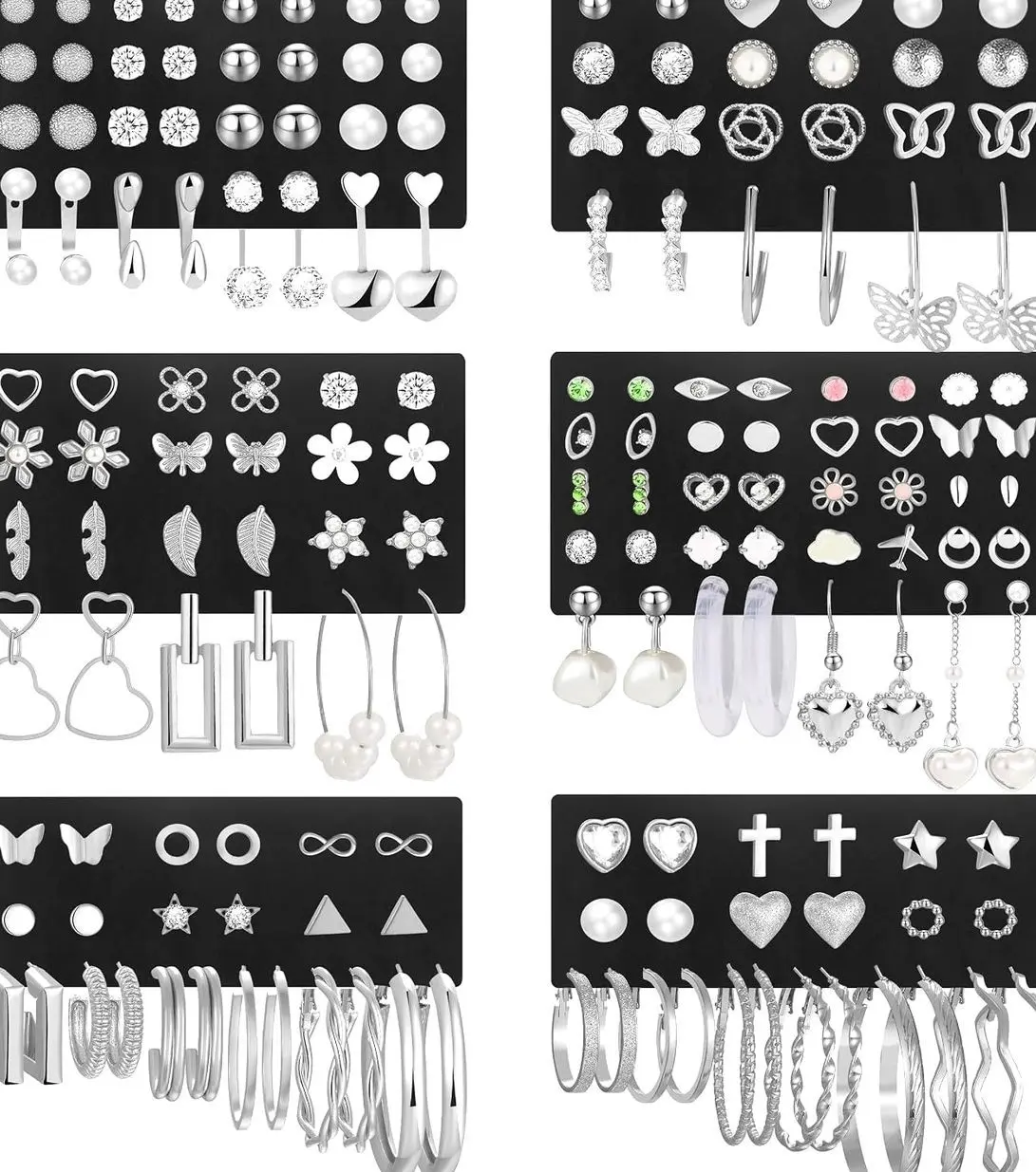 84 Pairs Gold Stud Earrings Set for Women Multipack, Fashion Pearl  Butterfly Earrings Packs Piercings, Hypoallergenic Stud Hoops Earrings for Gift