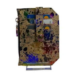 Small Pocket-Sized Wallet with 3 Lined Card Slots & Zippered Cash Compartment Compact Design for Everyday Use- Cork/ “I say Bad Words”