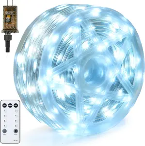 1200 LED Christmas String Lights Outdoor,394 FT Cool White Fairy Light with Remote 8 Modes Timer, Plug in PVC Clear Wire Lighting Decor with Reel for Indoor Dorm Classroom Bedroom Holiday