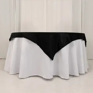Lamour Satin Square Table Overlay 54"x54" Black - Classy Table Topper with Soft Tempered Sheen for Upscale Occasions