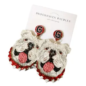 Georgia Bulldog Matte Glitter Statement Earrings by Brookhaven Bauble