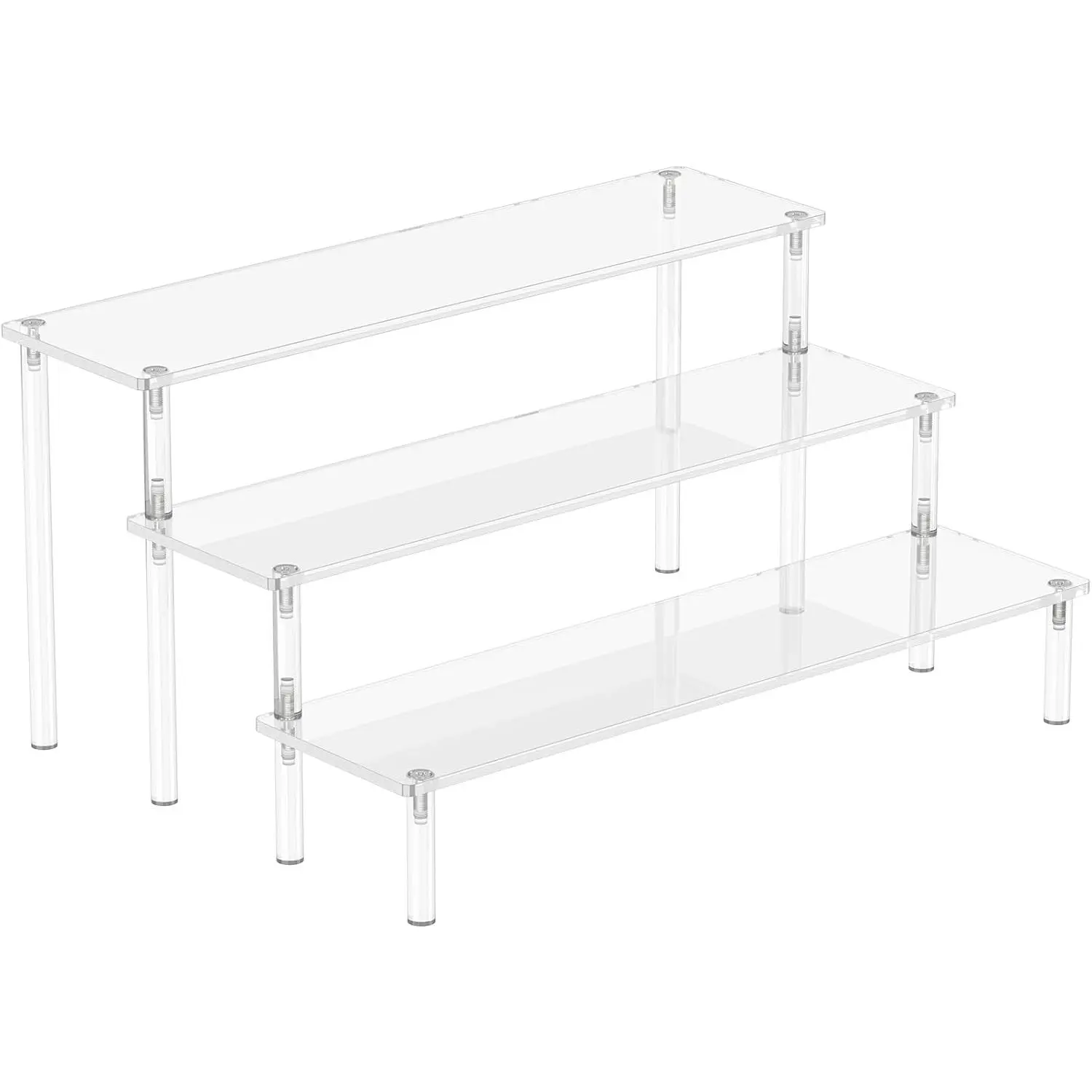 Acrylic Display Risers, 3 Tier Perfume Organizer, Clear Cupcake Stand | Large Shelf Risers for Figures, Dessert Shelves for Party, Display Holder for Decoration and Organizer
