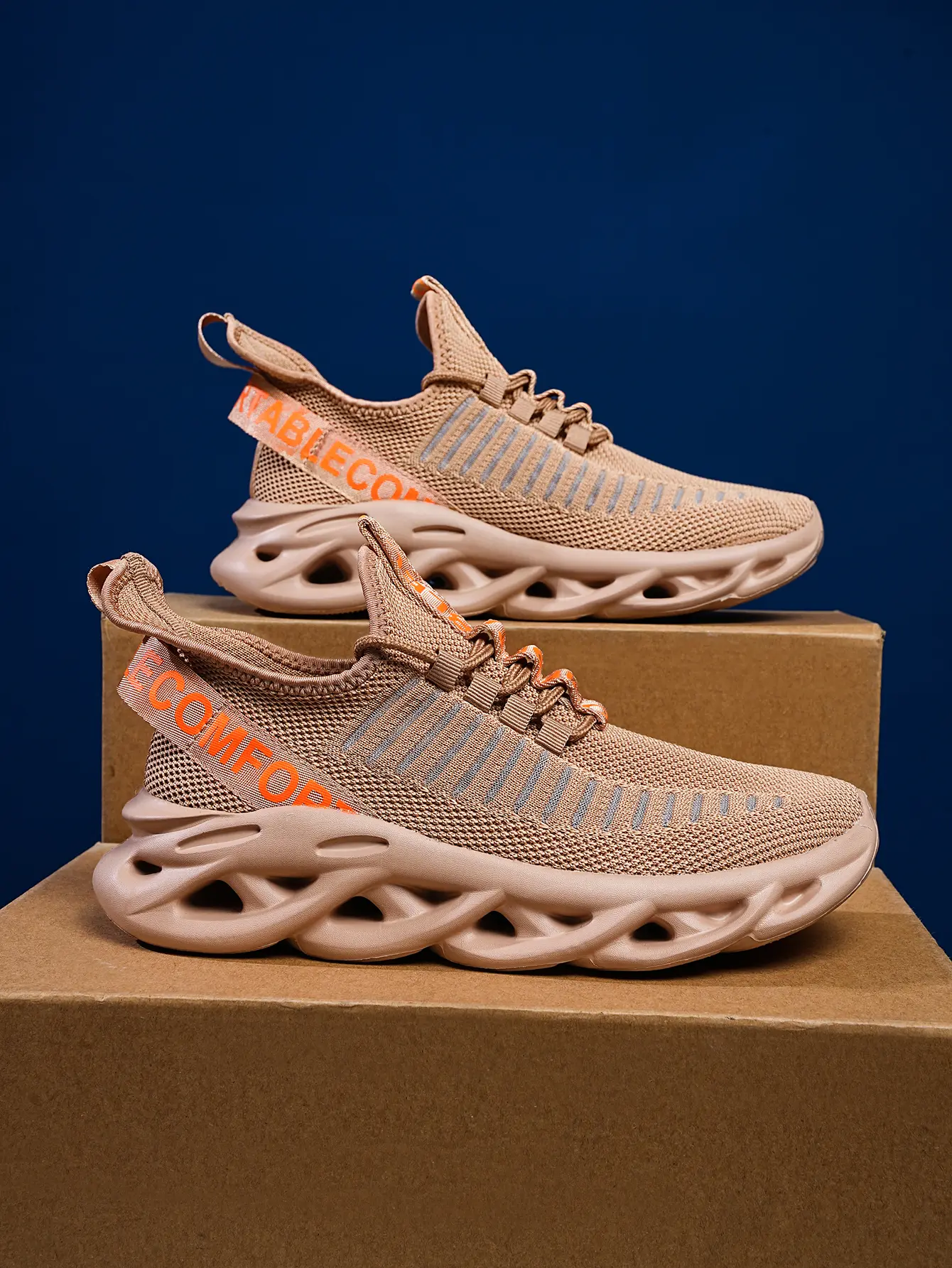 ​Men's Glacier orange Turbine-Stride Sneakers - Comfort Arch Support for Drive-In Cinema Heritage Style, Year-Round Essentials​