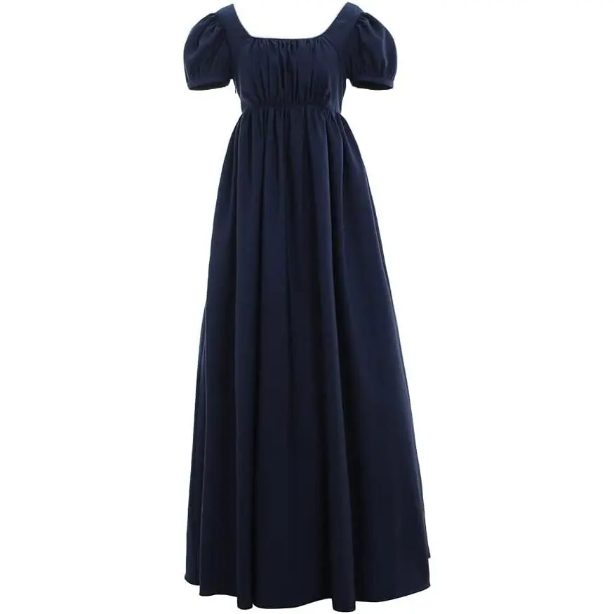 Regency Era Navy Blue Dress Emma Jane Austen Ball Gown for Women Prom