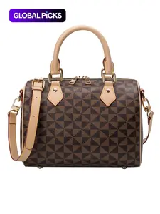 Fashionable Geometric Pattern Crossbody Bag, Lightweight Zipper Shoulder Bag with Adjustable Strap, Trendy All-match Commuter Bag for Daily Used, Purse Women, Unique Bags, Everyday Bags, Sling Purse, Adjustable Strap Satchel, Fashionable Patterned Bag