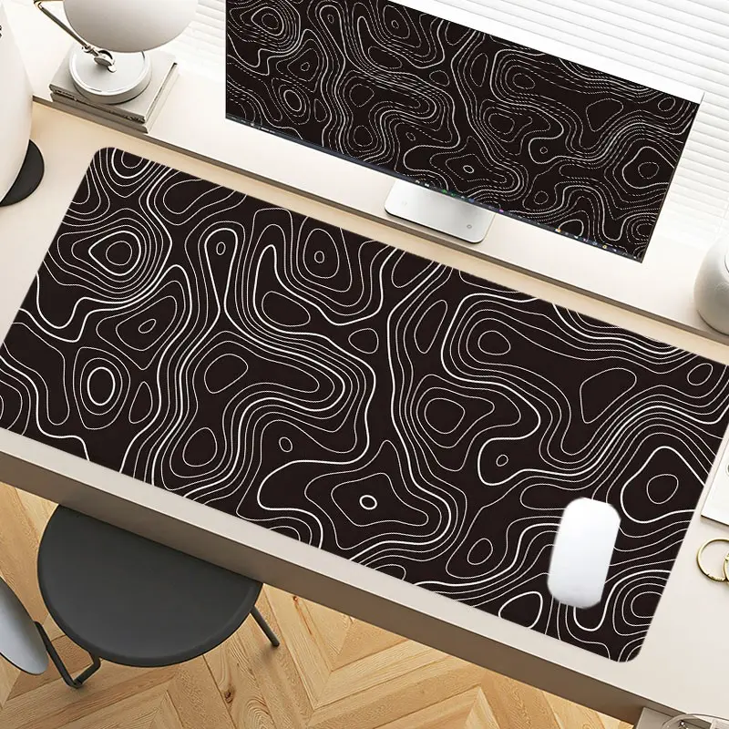 Contour Topography Desk Pad, Computer Desk Mat, Desk Organizer Gaming Mousepad XXL Mouse Pad With Non-Slip Rubber Base Stitched Edges For PC Gamers, Office Workers & Home Use Gift, Office Supplies, Office Desktop Accessories