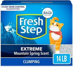Fresh Step Extreme Clumping Litter with Febreze Freshness, Mountain Spring Scent, Guaranteed Odor Control, 14 lb. Box