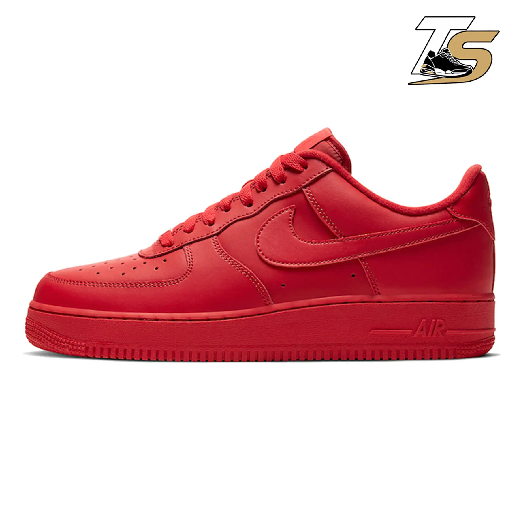 NIKE Air Force 1 'Triple Red' Low Top Classic Leather Male Sneakers, Code: CW6999-600, Men's Casual Wear Sports Footwear
