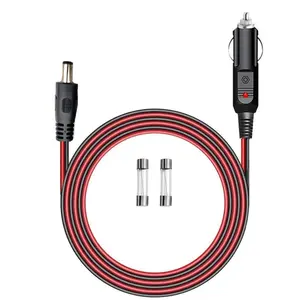 12/24V DC Car Charger Auto Power Supply Cable 6.6FT/2m - Automotive Replacement Cigarette Lighter Male Plug to DC 5.5X 2.1mm Connector Extension Cord