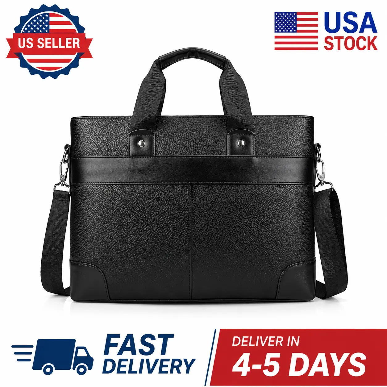 Men's Laptop Briefcase Bag PU Leather Business Totes Messenger Bag Handbag
