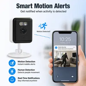 Smart Indoor WiFi Security Camera 3MP 2K, Human Detection & Instant Motion Alerts, Two-Way Talk, Full-Color Night Vision, Family Sharing, microSD/Cloud Storage, 2.4GHz Only