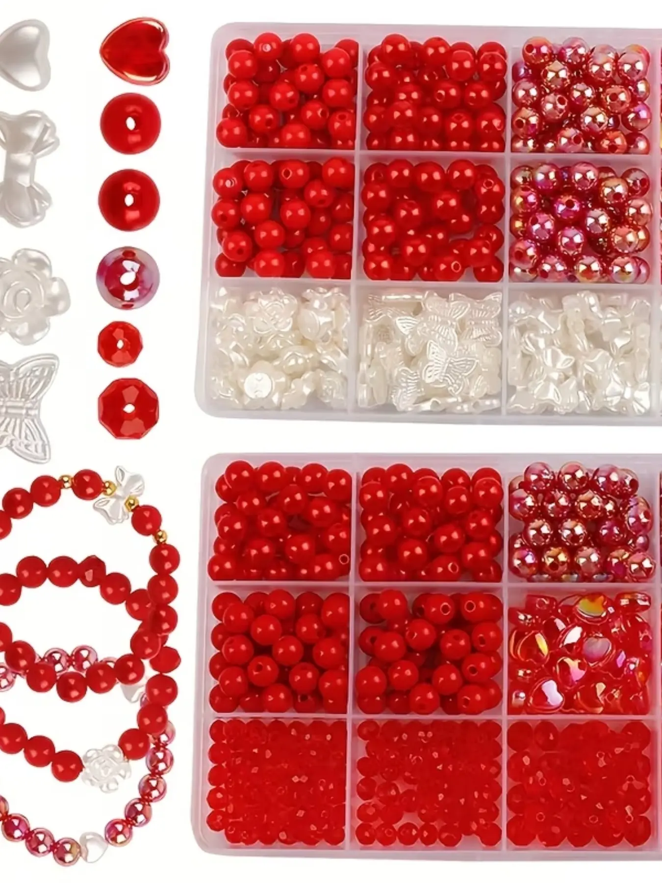 Cute Beads Set for Jewelry Making Kit, Bead Assortment, Faux Pearl Aesthetic Beads, Handmade Bracelet & Necklace DIY, Valentine's Day Gift, Acrylic Beads, DIY Jewelry Decoration, Diy Beading, Necklace Making Supplies