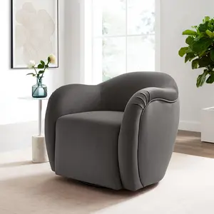 Compose Performance Velvet Swivel Armchair in Storm Gray