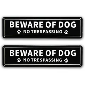 Beware of Dog No Trespassing, 12x8 Inch Rust Free .040 Aluminum Metal, UV Protected Weatherproof Reflective Warning Dog Sign for Indoor or Outdoor Use on Fence, Door or Gate (1 Pack)