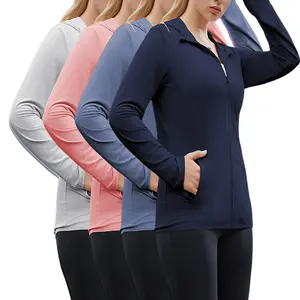 Pack of 4: women’s lightweight long-sleeve hooded sun-protection jacket; breathable, cool, and sun-protective; suitable for outdoor activities like hiking and fishing; four-way stretch and breathable; available in multiple colors and styles.