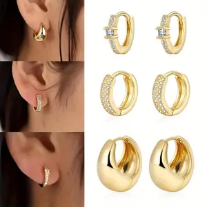 Small Sterling Silver Hoop Earrings Set for Women, Hypoallergenic Gold Plated Hoops Stacks for Multiple Piercings, Dainty Cute Mini Lightweight Cartilage Studs Trendy Jewelry Gift