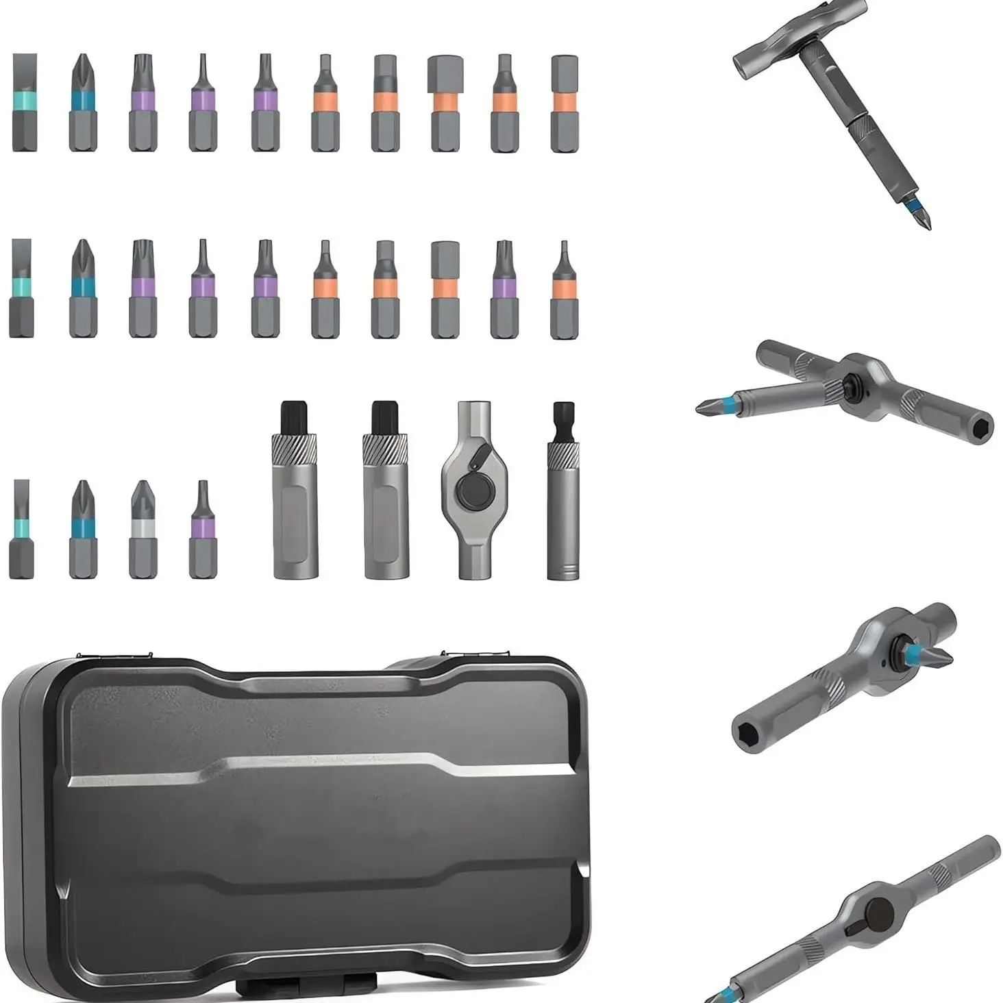 24 in 1 Magnetic Screwdriver Set, Multi Bit Magnetic Drive Set with Detachable Ratchet Handle, Portable Precision Repair Tool Kit for Furniture Comput