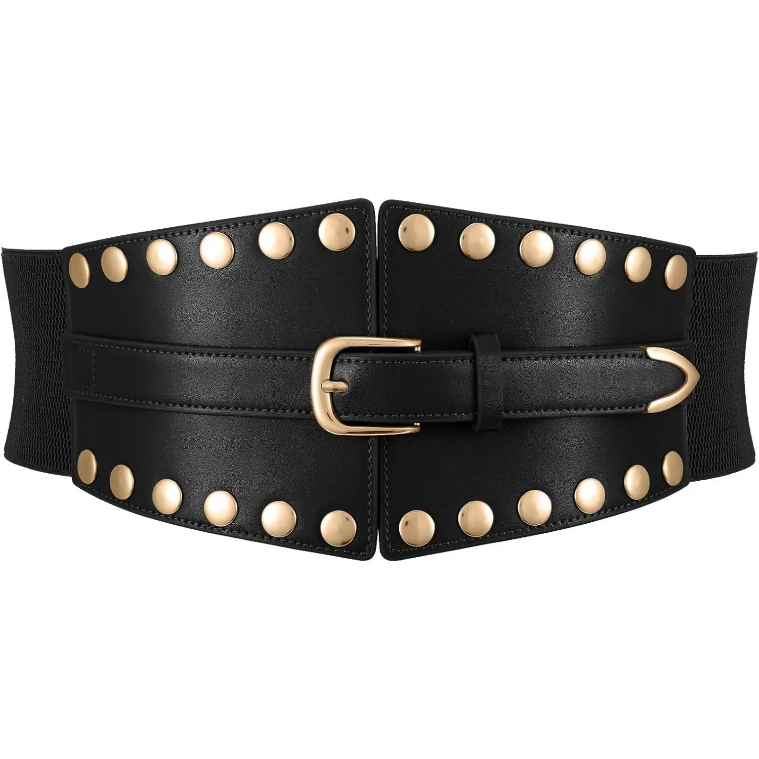 knee length dresses for ladies Eyeleted Wide Leather Belt | Metal Eyelet Statement Belt 65 main image 0
