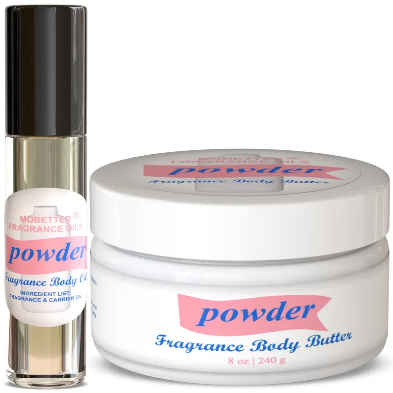 MOBETTER FRAGRANCE OILS Powder Body Butter & Body Oil Set, Moisturizing Body Care, Nourishing Feel, Long-Lasting Scent