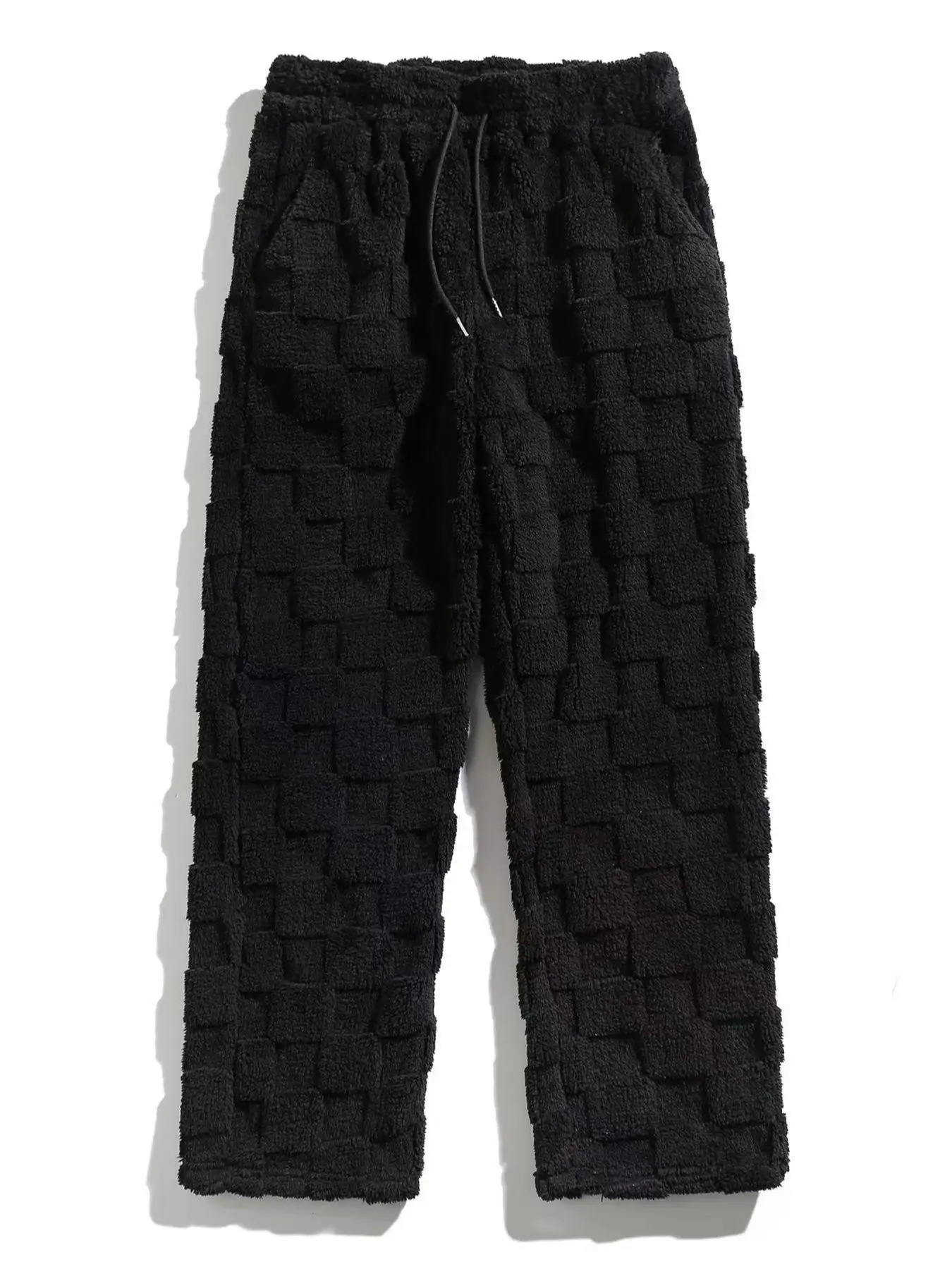 Fall outfits Autumn winter men's/couple Soft, plush casual pants, loungewear, with checkerboard texture, high-end feel, drawstring design, loose fit, super comfort, create a laid-back, relaxed look at home and on the street, Outdoor