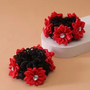Red Roses Hair Tie - Elegant Hair Accessory with Red Roses and Decorative Elements